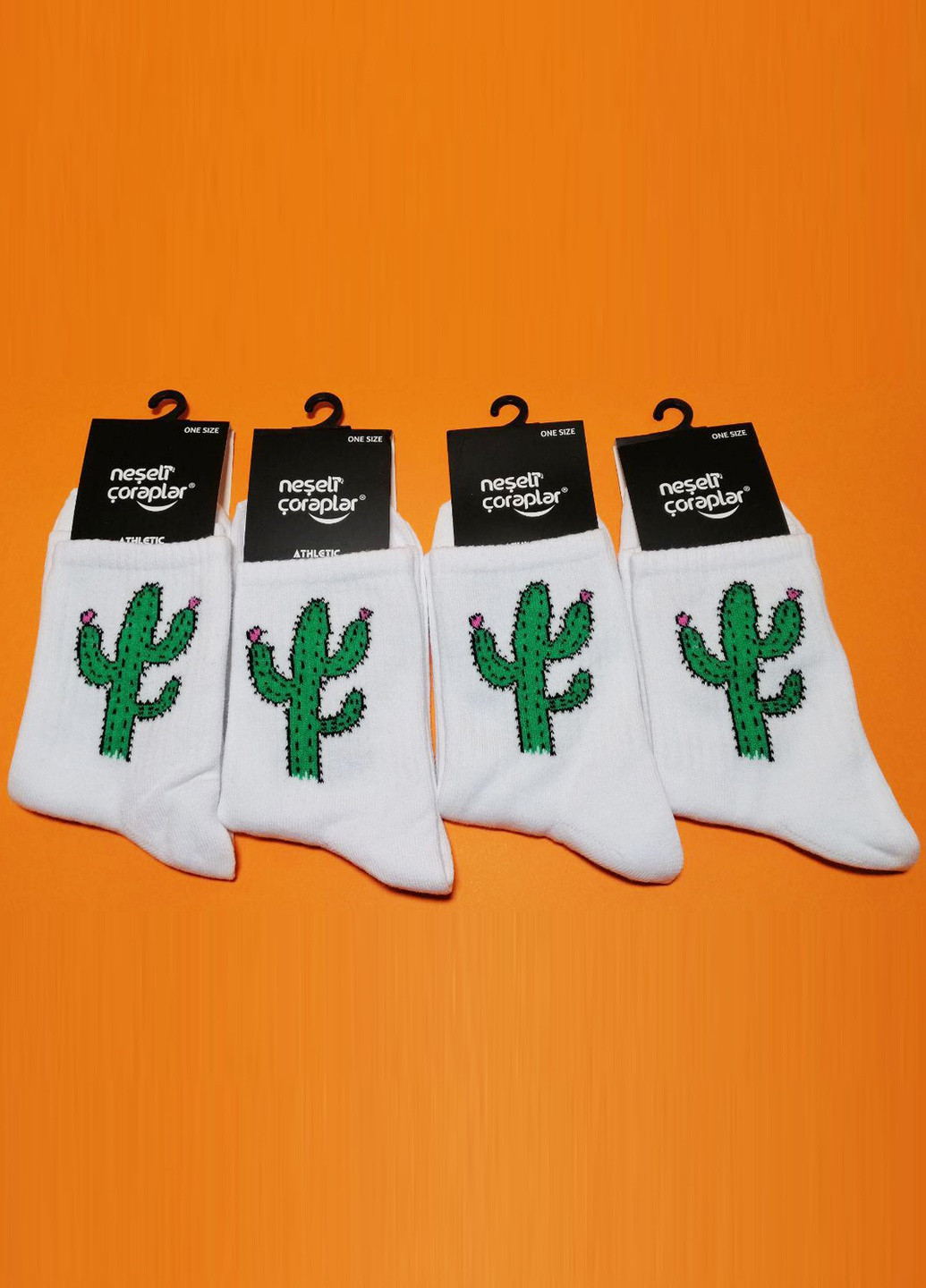 Білі шкарпетки neseli athletic кактус LOMM малюнки (211942687)