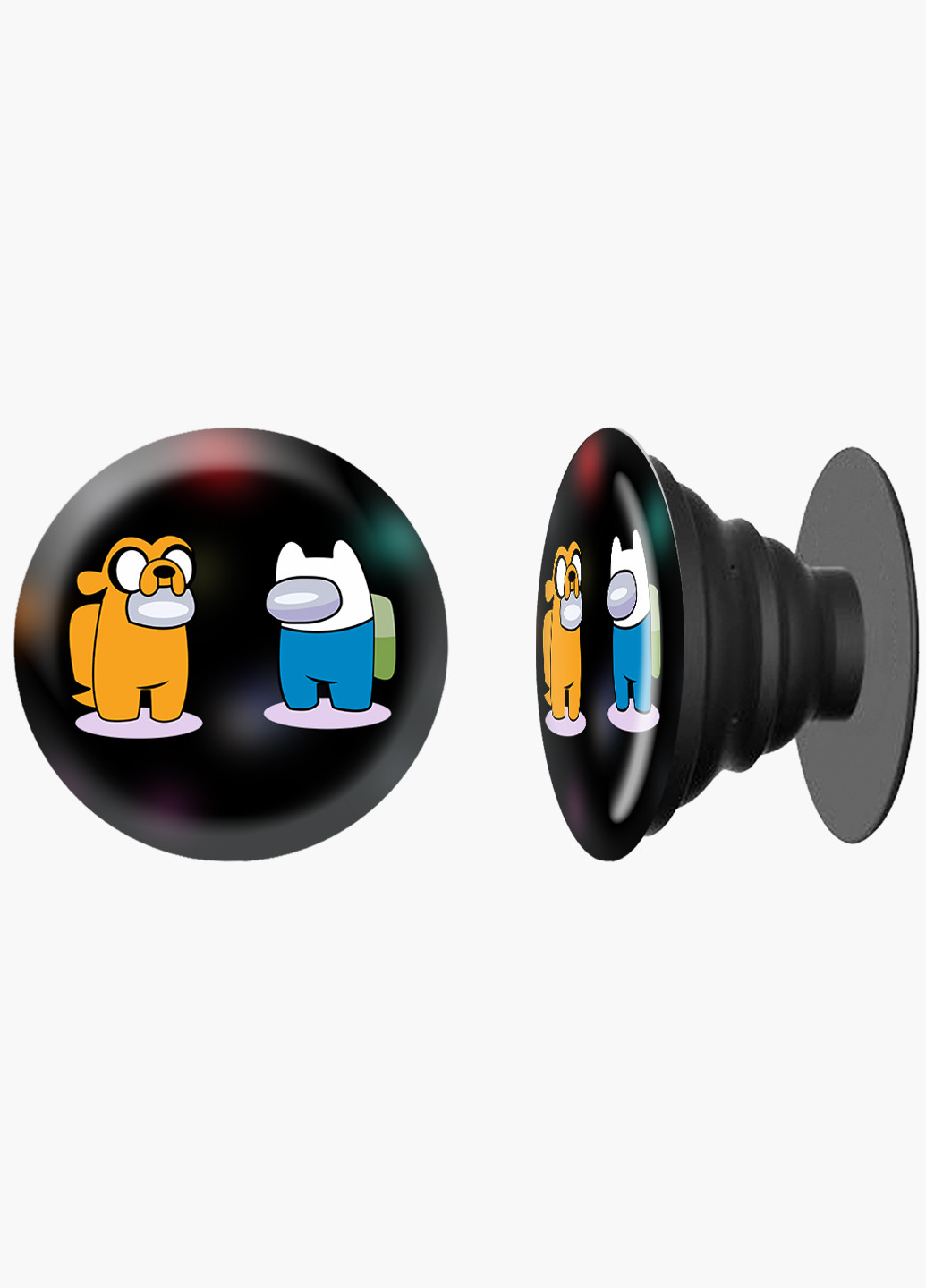 Попсокет (Popsockets) держатель для смартфона Амонг Ас Время приключений (Among Us Adventure Time) (8754-2414) Черный MobiPrint (216836550)