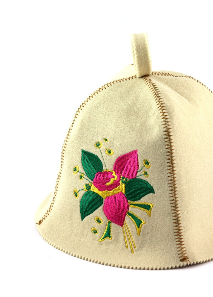 Банная шапка "Цветок", искусственный фетр, белый (LA-406) Luxyart (252611452)