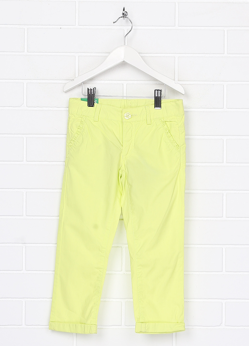 Кислотно-жёлтые кэжуал летние прямые брюки United Colors of Benetton