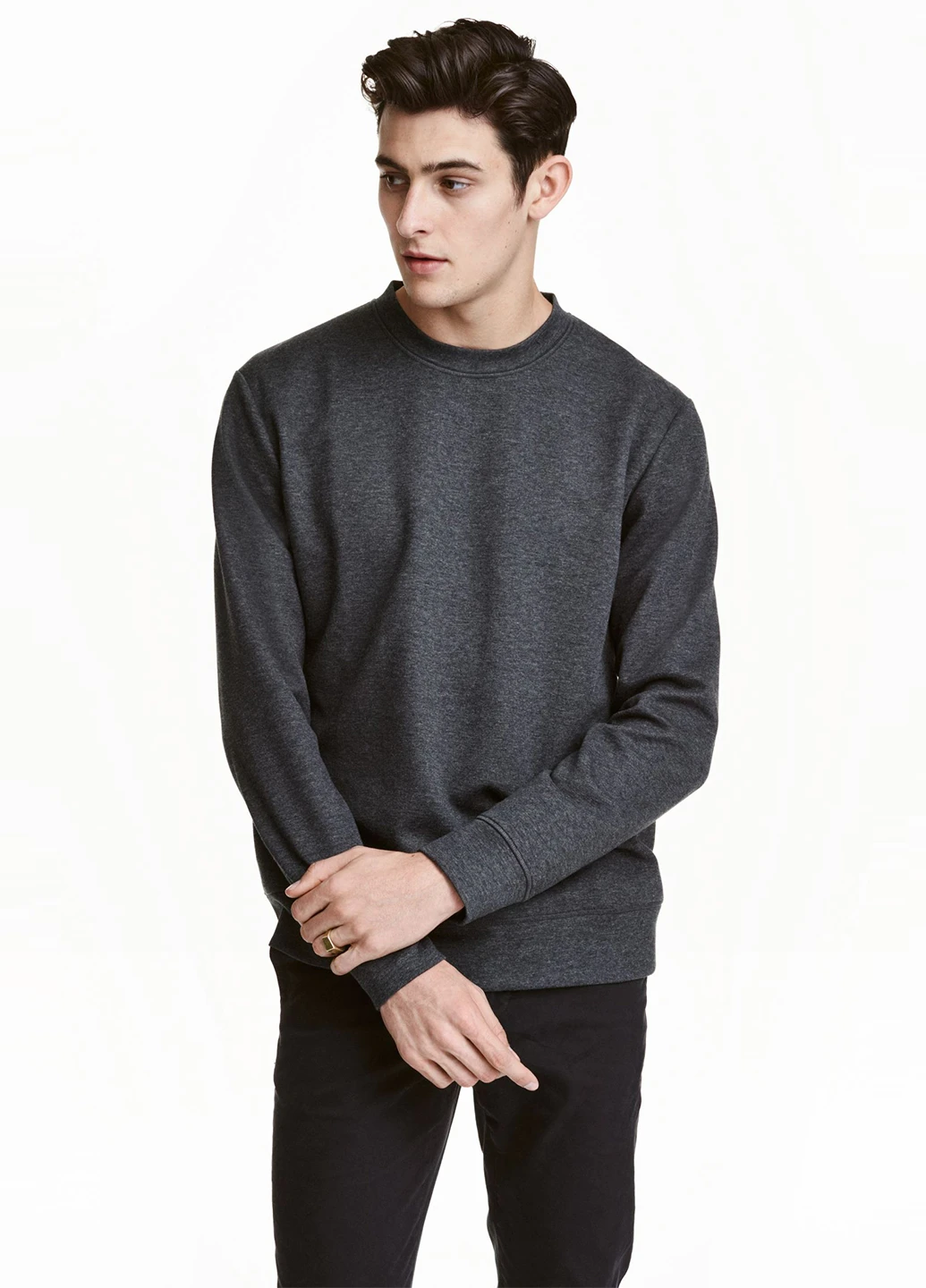 Темно-сірий світшот H&M меланж без декору (232268657)