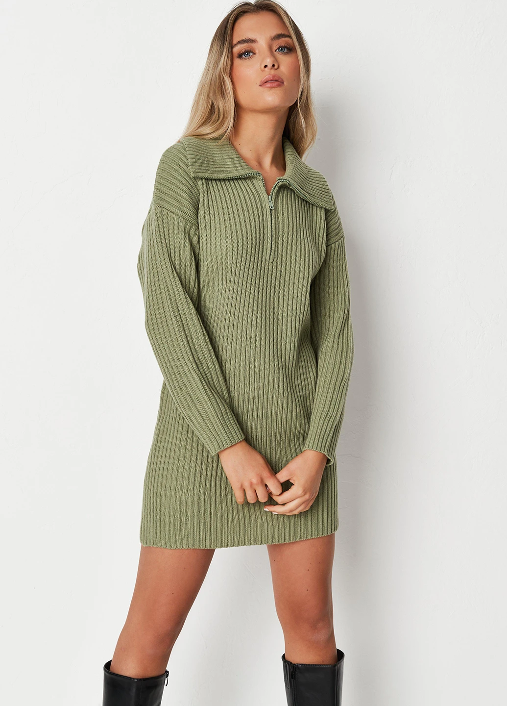 Оливкова (хакі) повсякденний сукня сукня светр Missguided однотонна