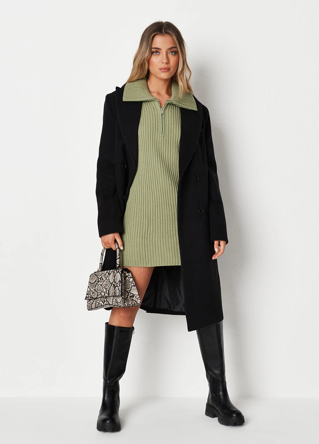 Оливкова (хакі) повсякденний сукня сукня светр Missguided однотонна