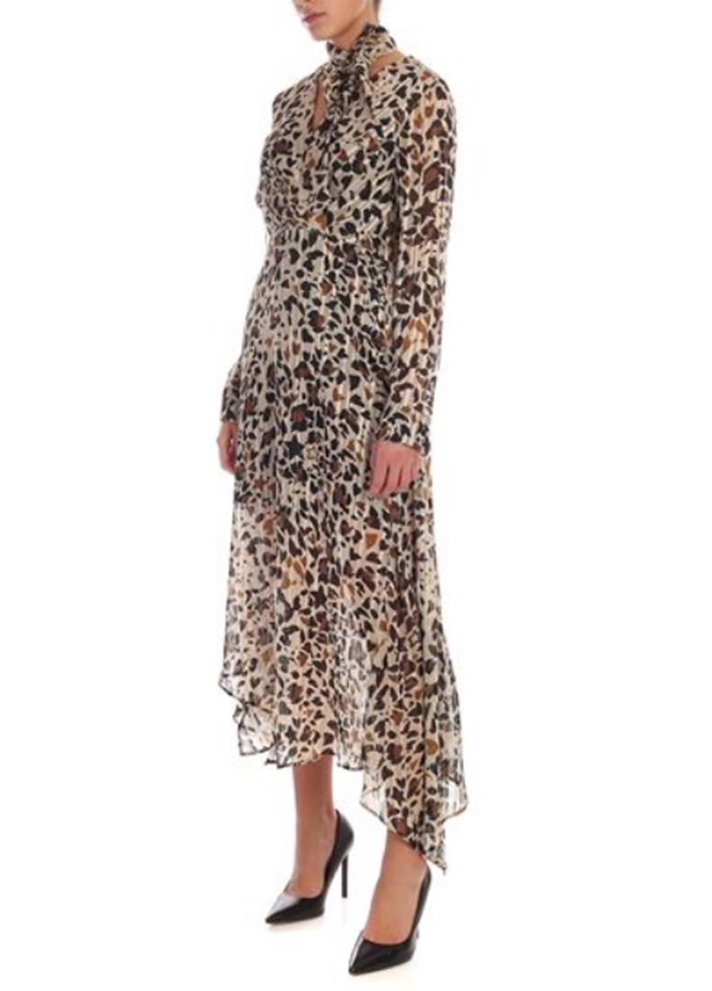 Бежевое кэжуал платье в стиле ампир Pinko леопардовый
