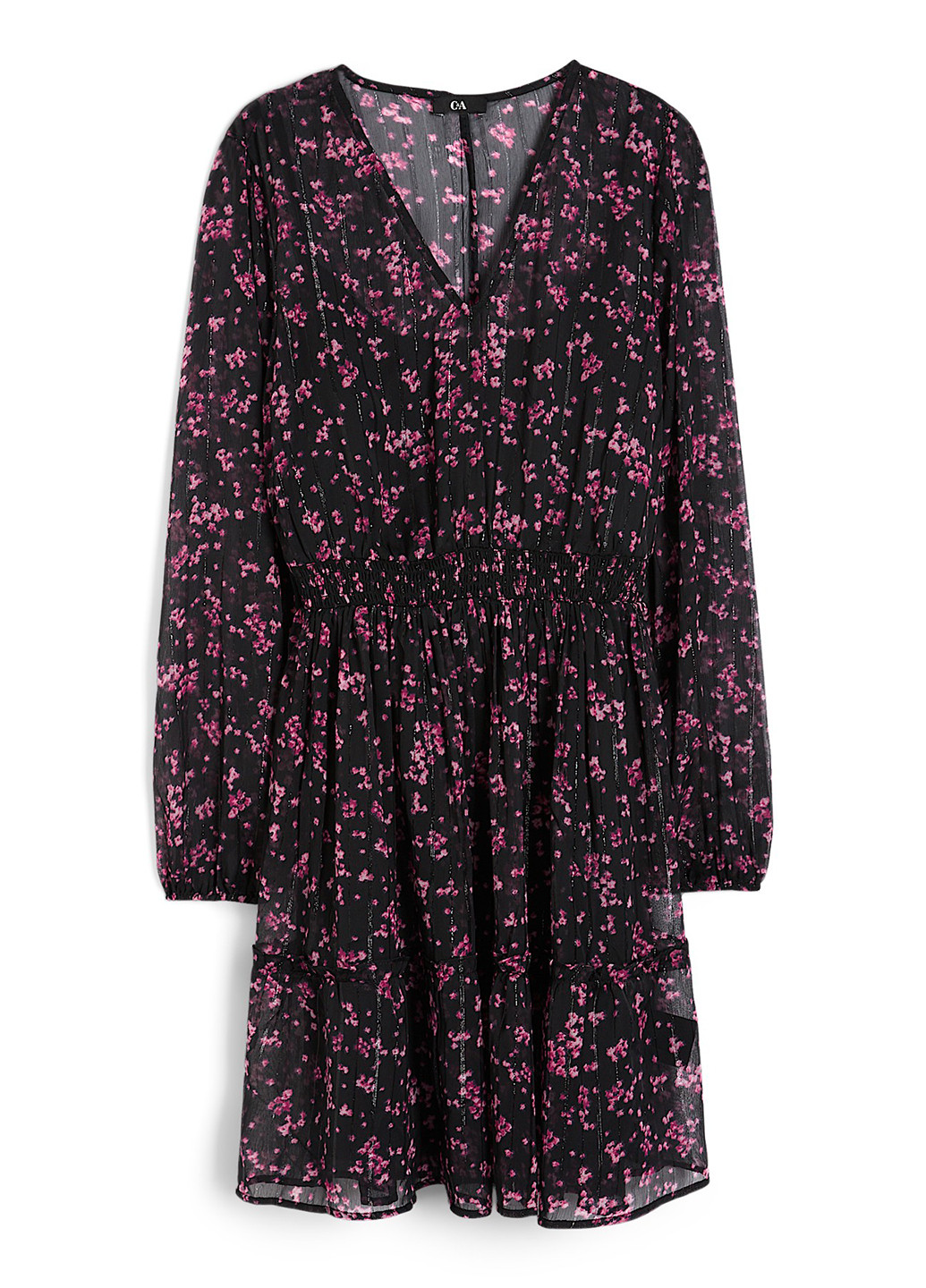 Чорна кежуал сукня кльош C&A з квітковим принтом