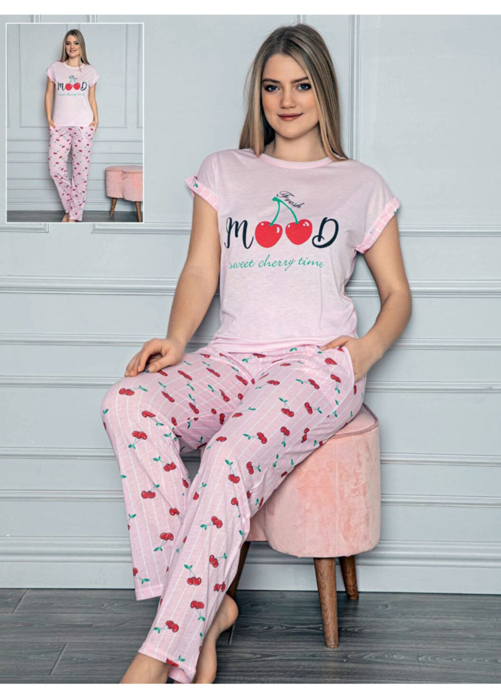 Светло-розовая всесезон пижама (футболка, брюки) футболка + брюки ARCAN