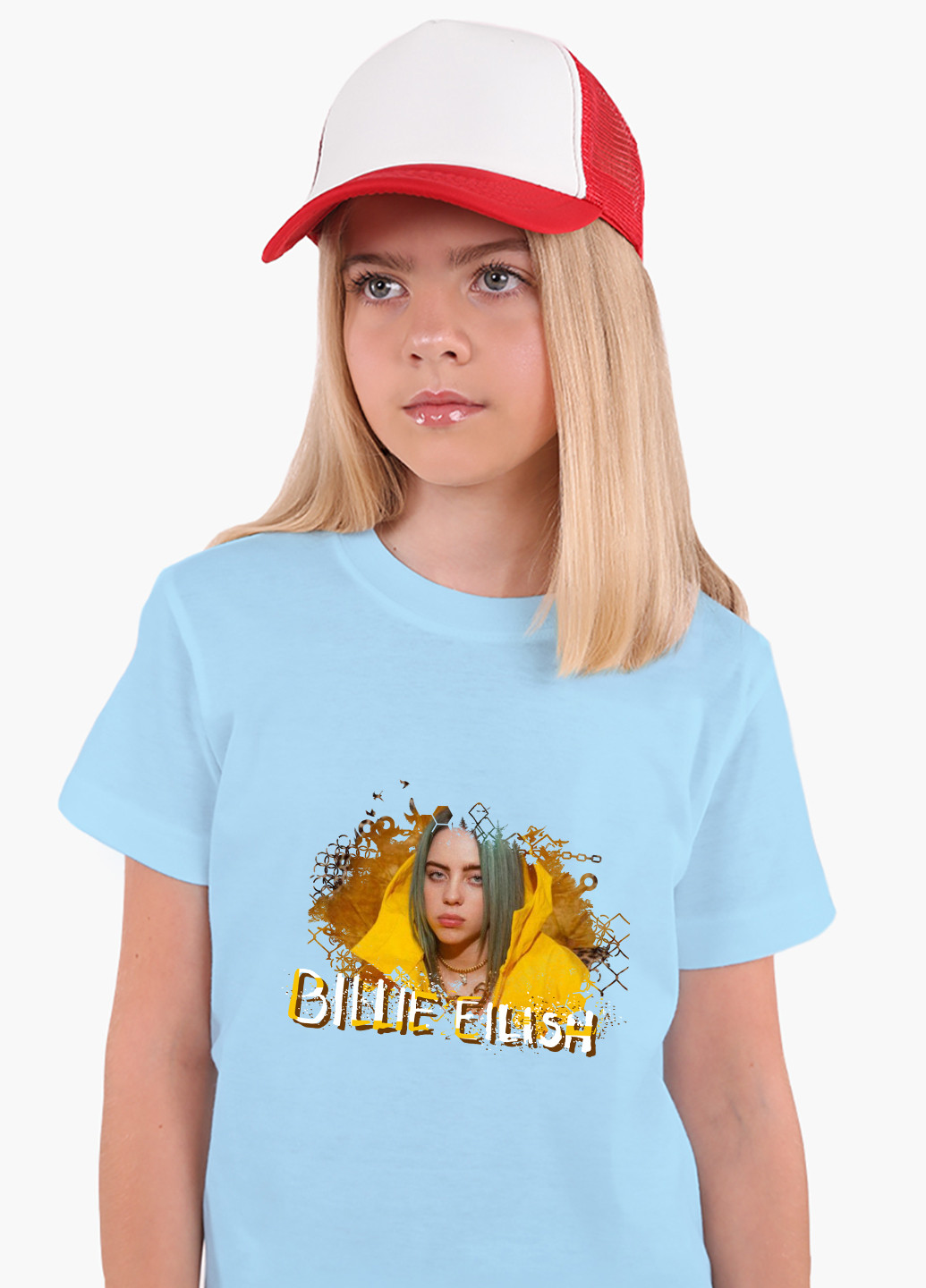 Блакитна демісезонна футболка дитяча біллі айлиш (billie eilish) (9224-1215) MobiPrint