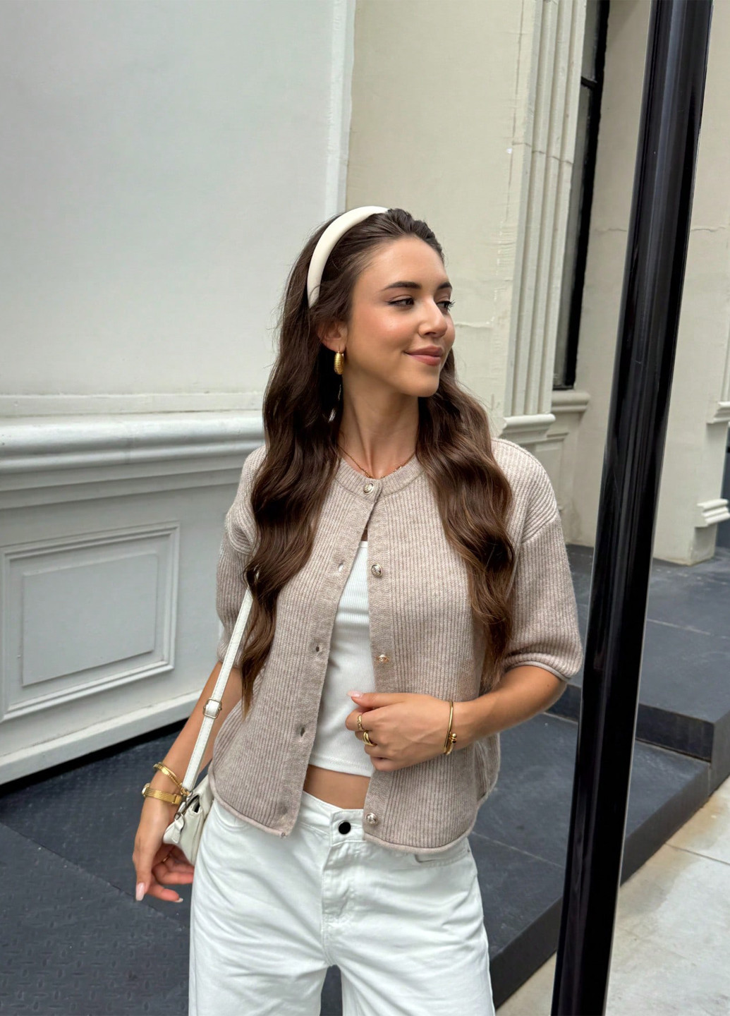 Бежевый демисезонный кардиган SHEIN