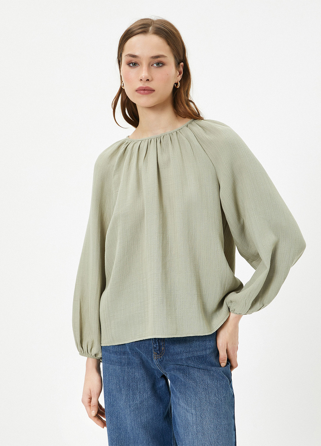 Оливковая (хаки) демисезонная блуза KOTON