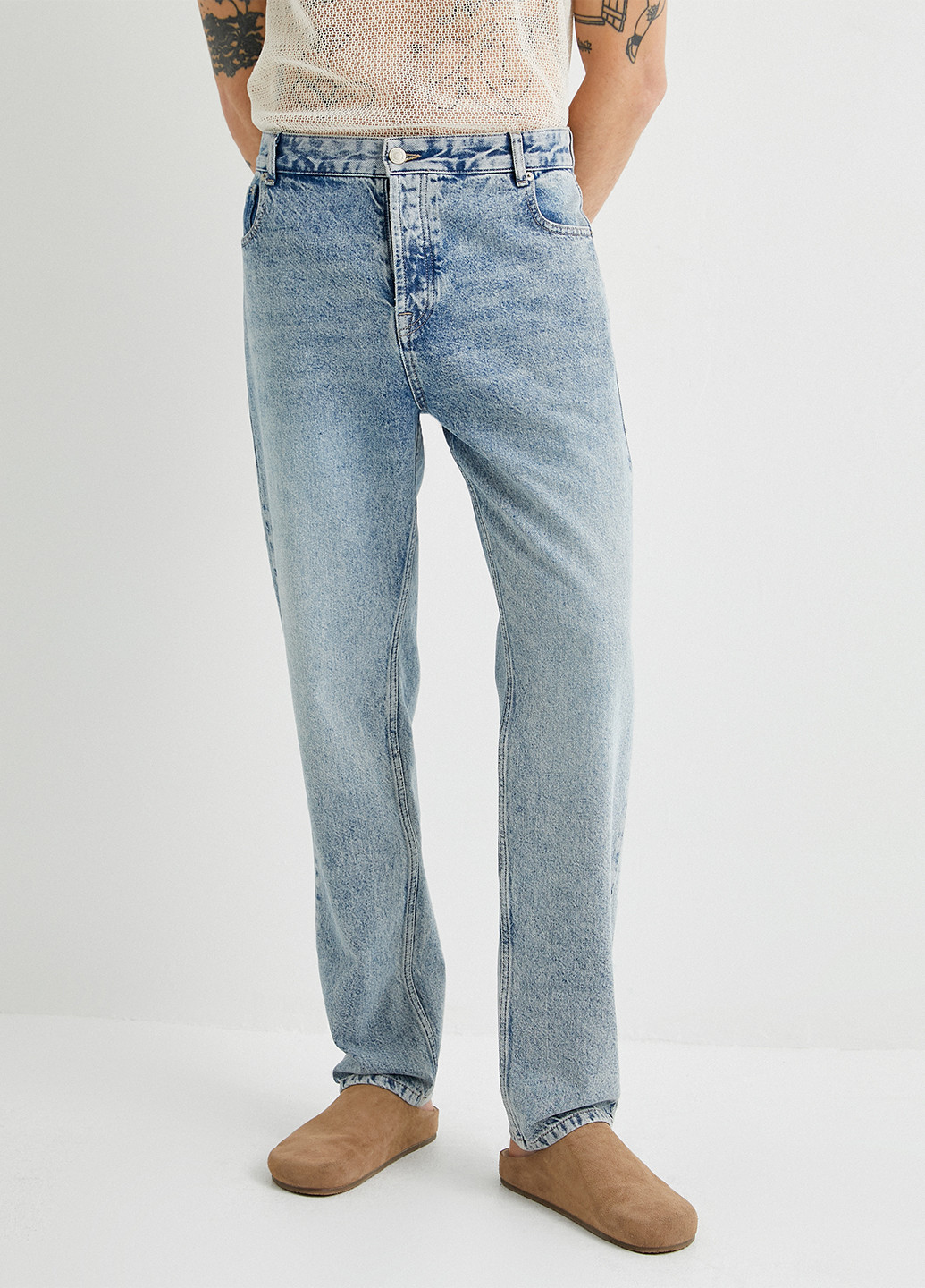 Голубые демисезонные прямые джинсы KOTON