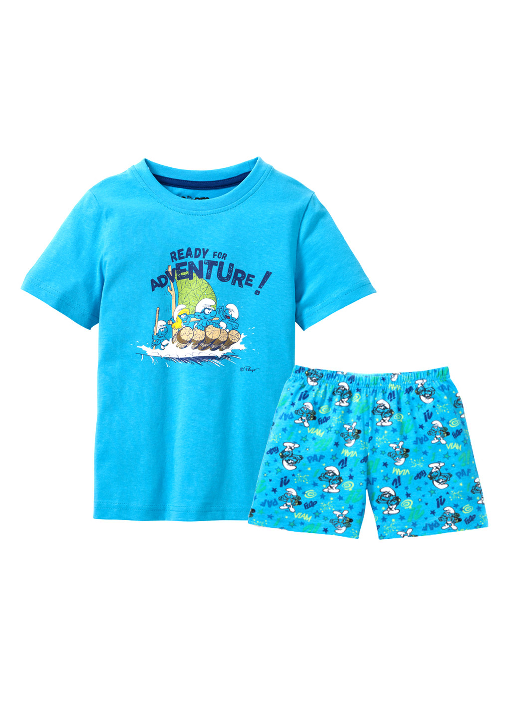 Блакитна всесезон піжама (футболка, шорти) The Smurfs