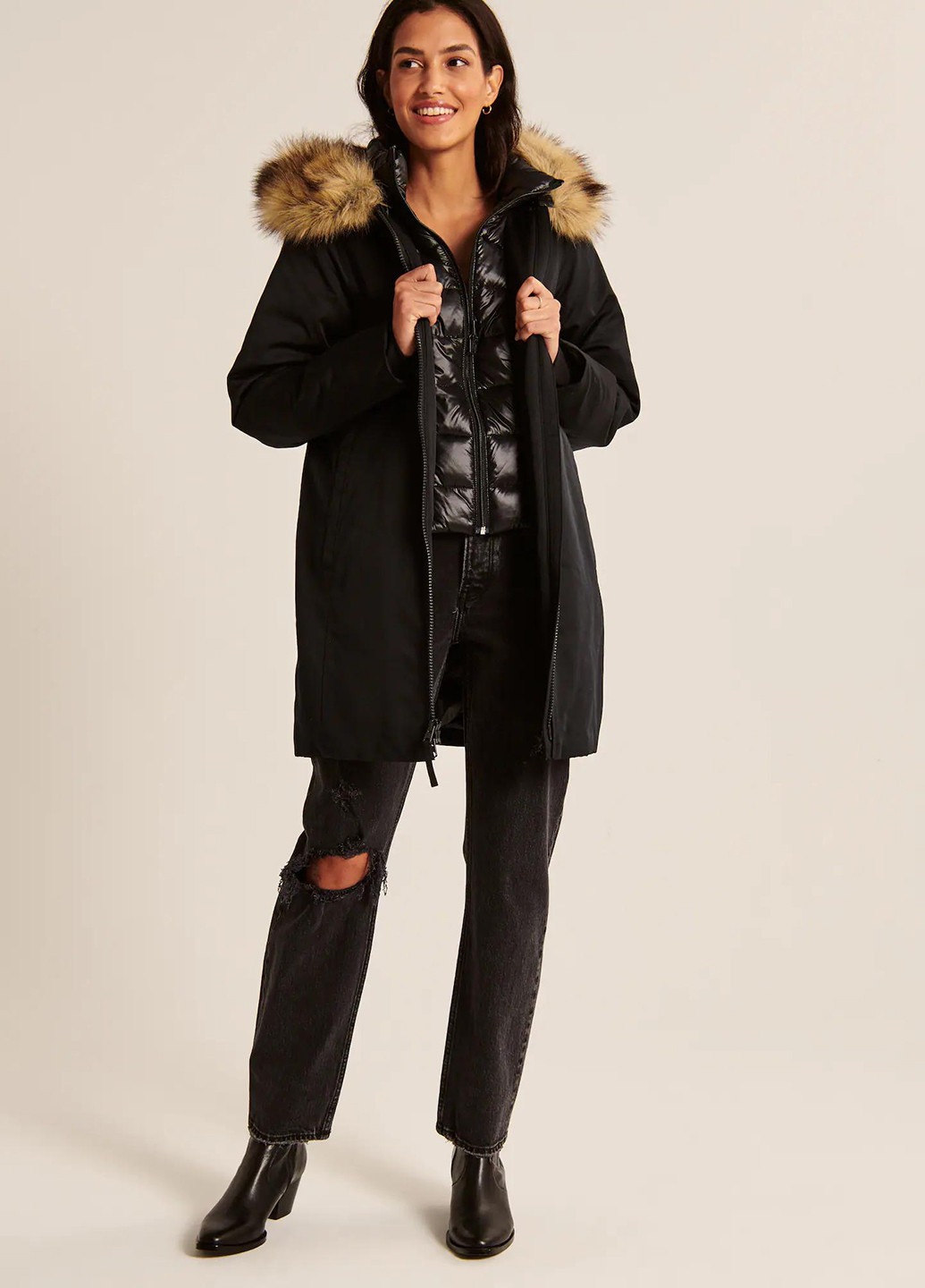 Черная демисезонная куртка Abercrombie & Fitch