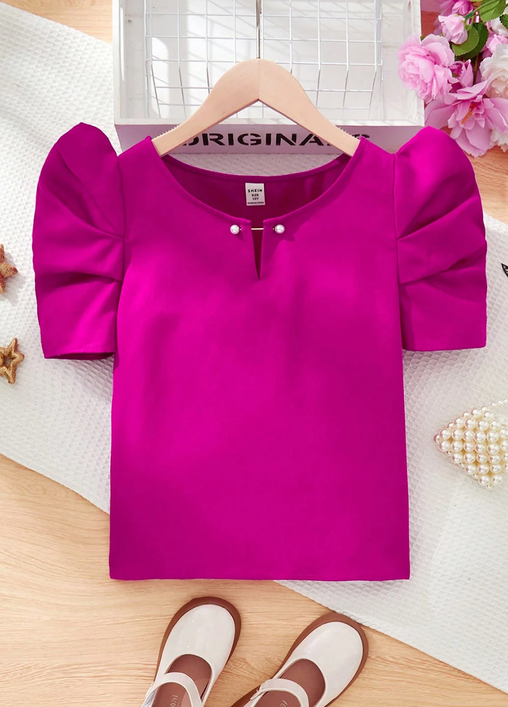Фуксиновая однотонная блузка SHEIN летняя