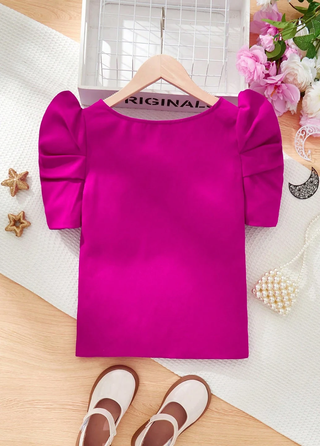 Фуксиновая однотонная блузка SHEIN летняя
