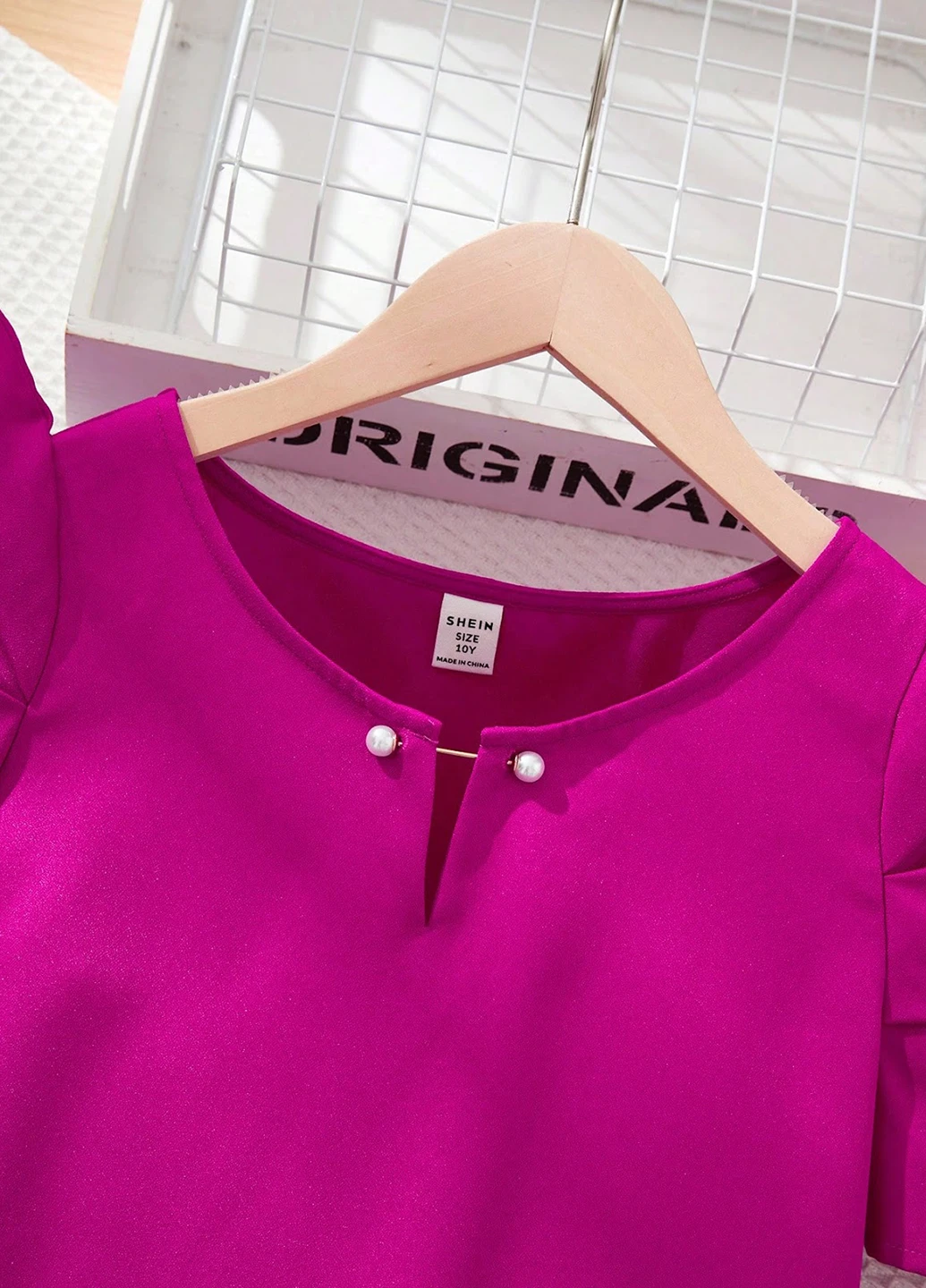 Фуксиновая однотонная блузка SHEIN летняя