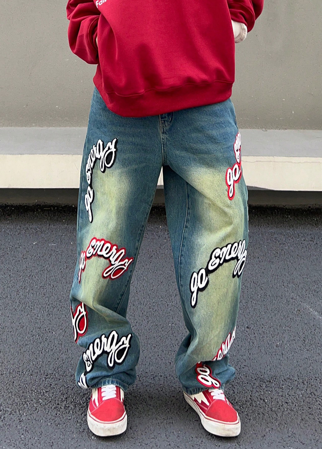 Синие демисезонные мешковатые джинсы SHEIN