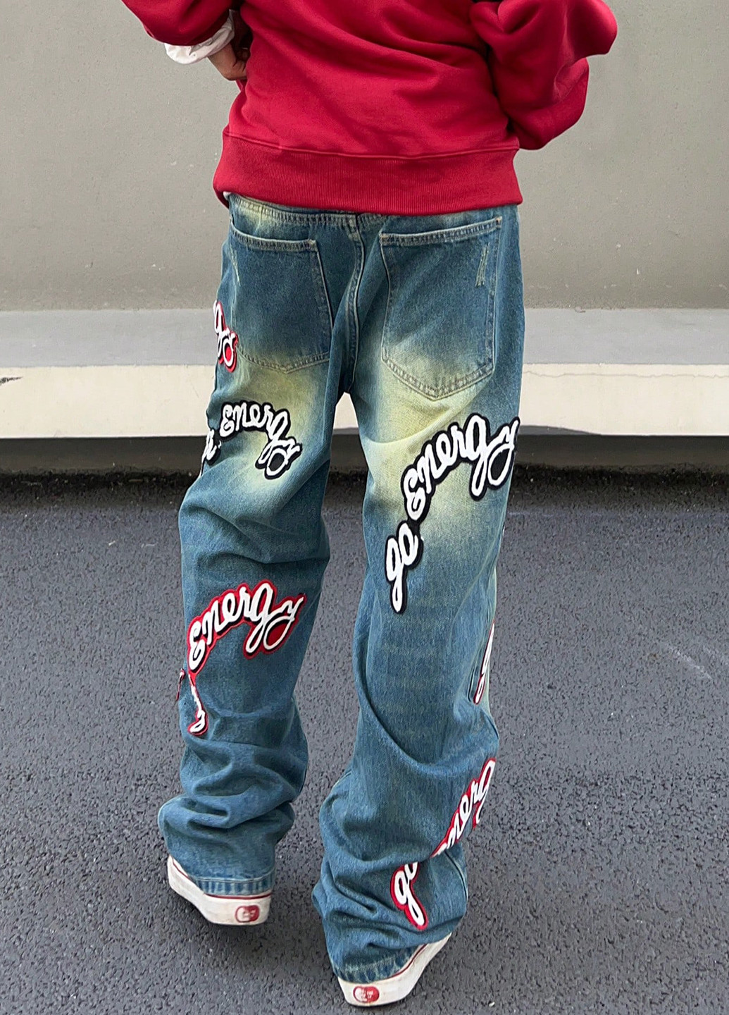 Синие демисезонные мешковатые джинсы SHEIN