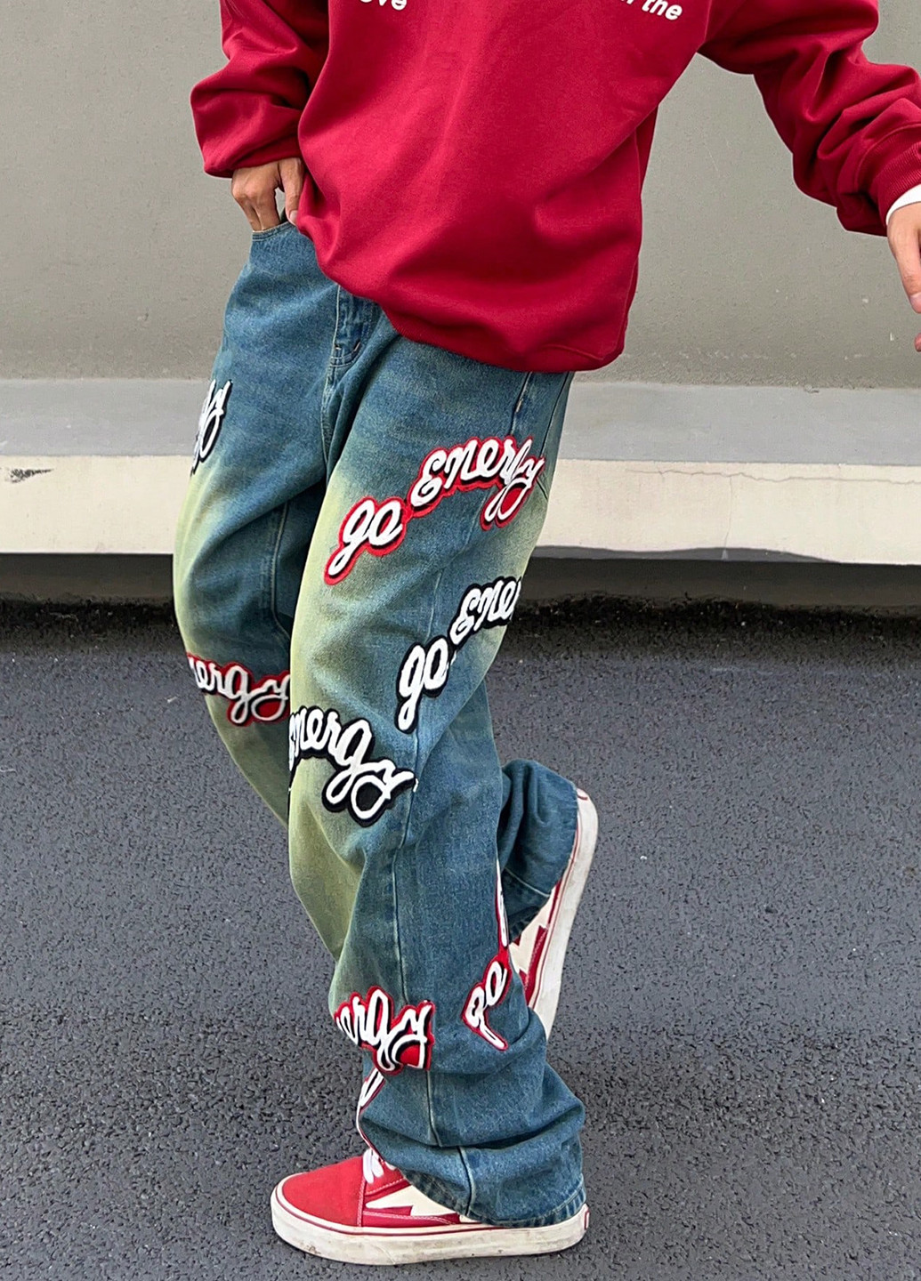 Синие демисезонные мешковатые джинсы SHEIN