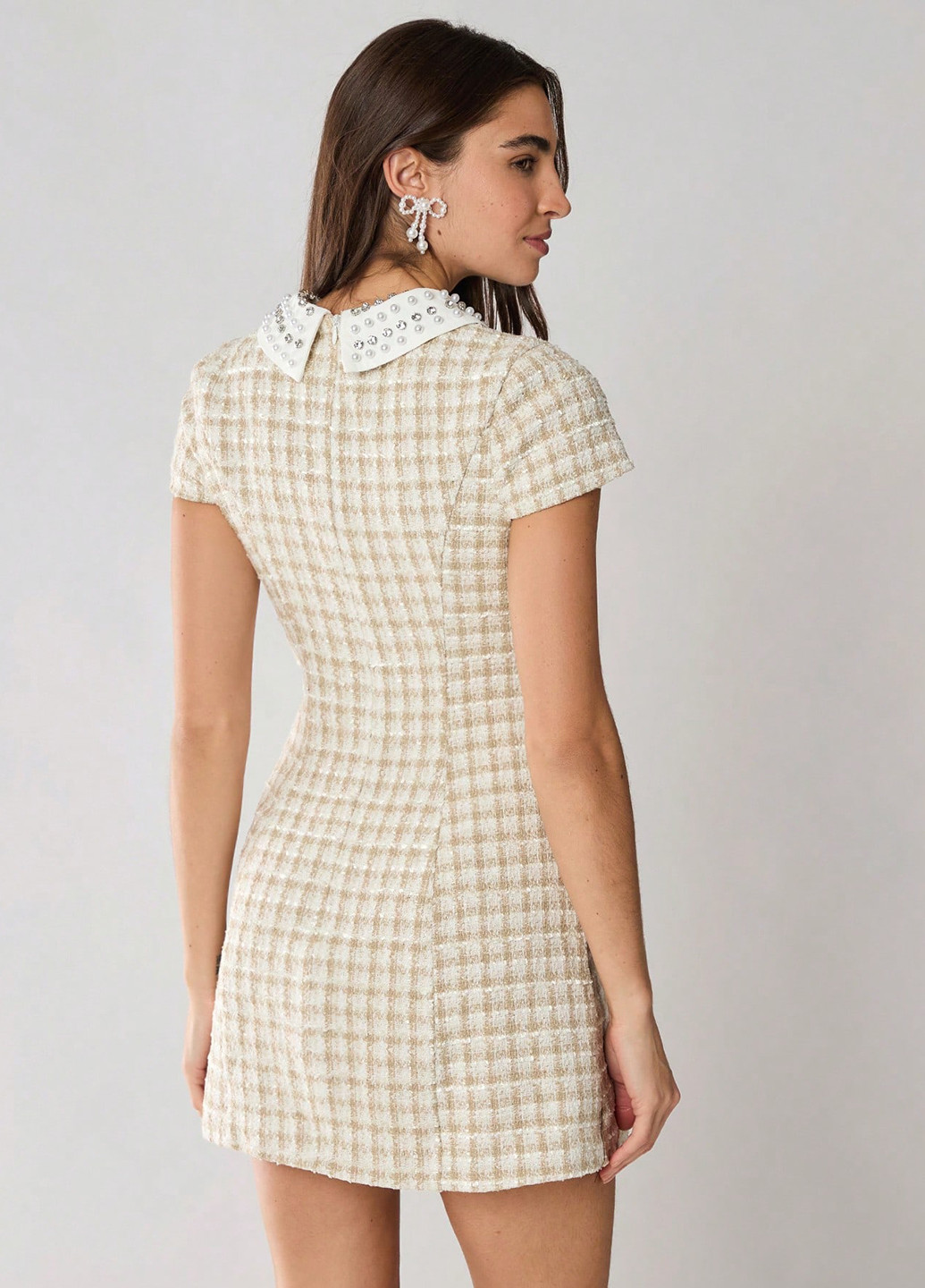 Кремова кежуал сукня дзвін SHEIN в клітинку