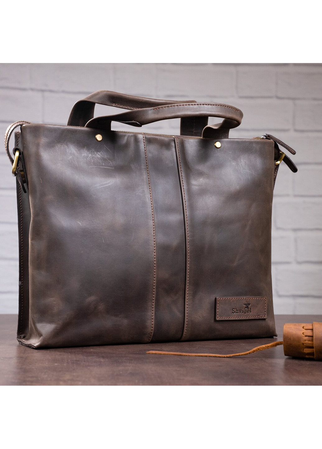Мужская кожаная сумка 35х27х7,5 см Shvigel (252129070)