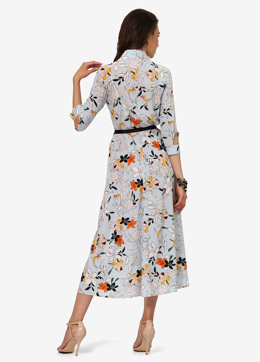Комбинированное кэжуал платье на запах Lila Kass с цветочным принтом