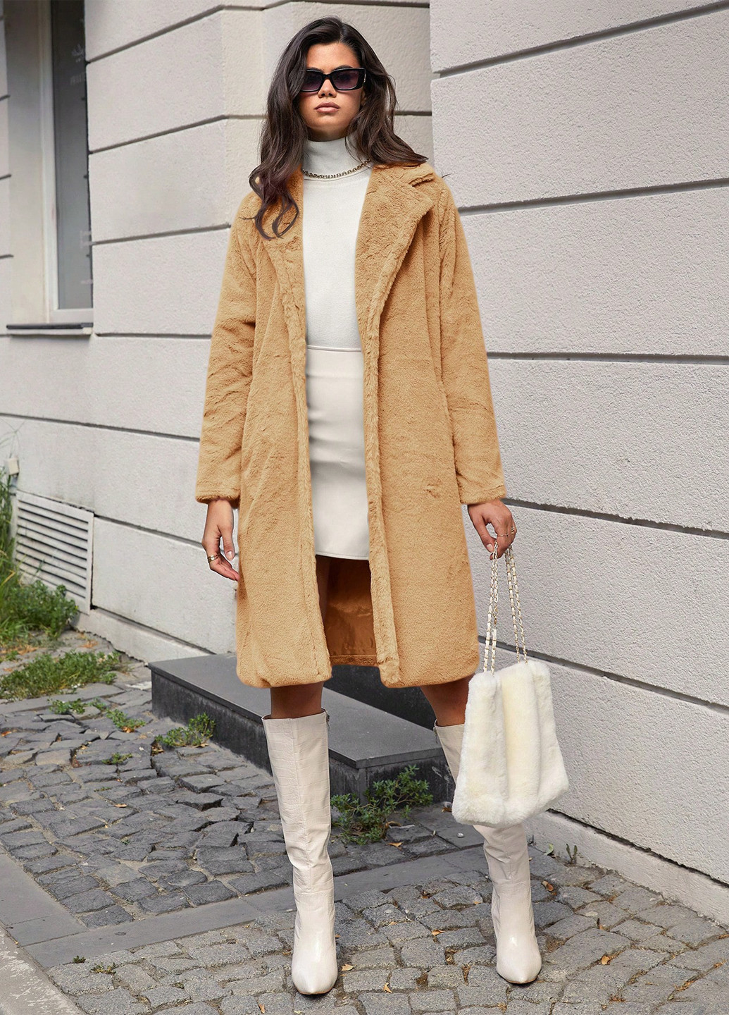 Пісочне зимнє Пальто однобортне SHEIN