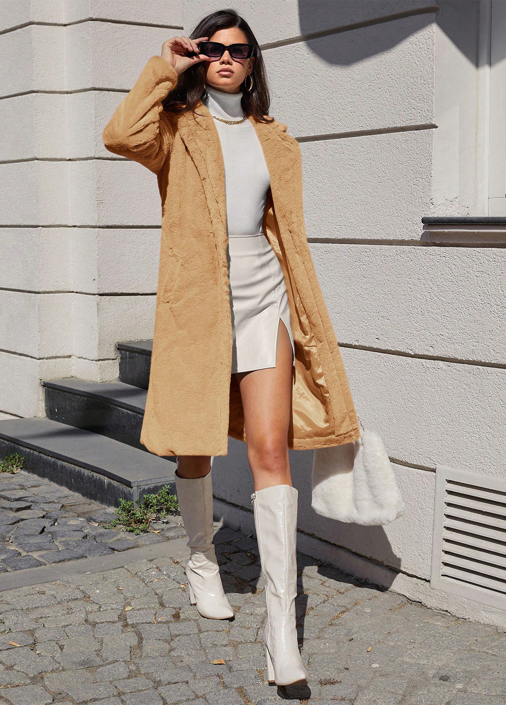 Пісочне зимнє Пальто однобортне SHEIN