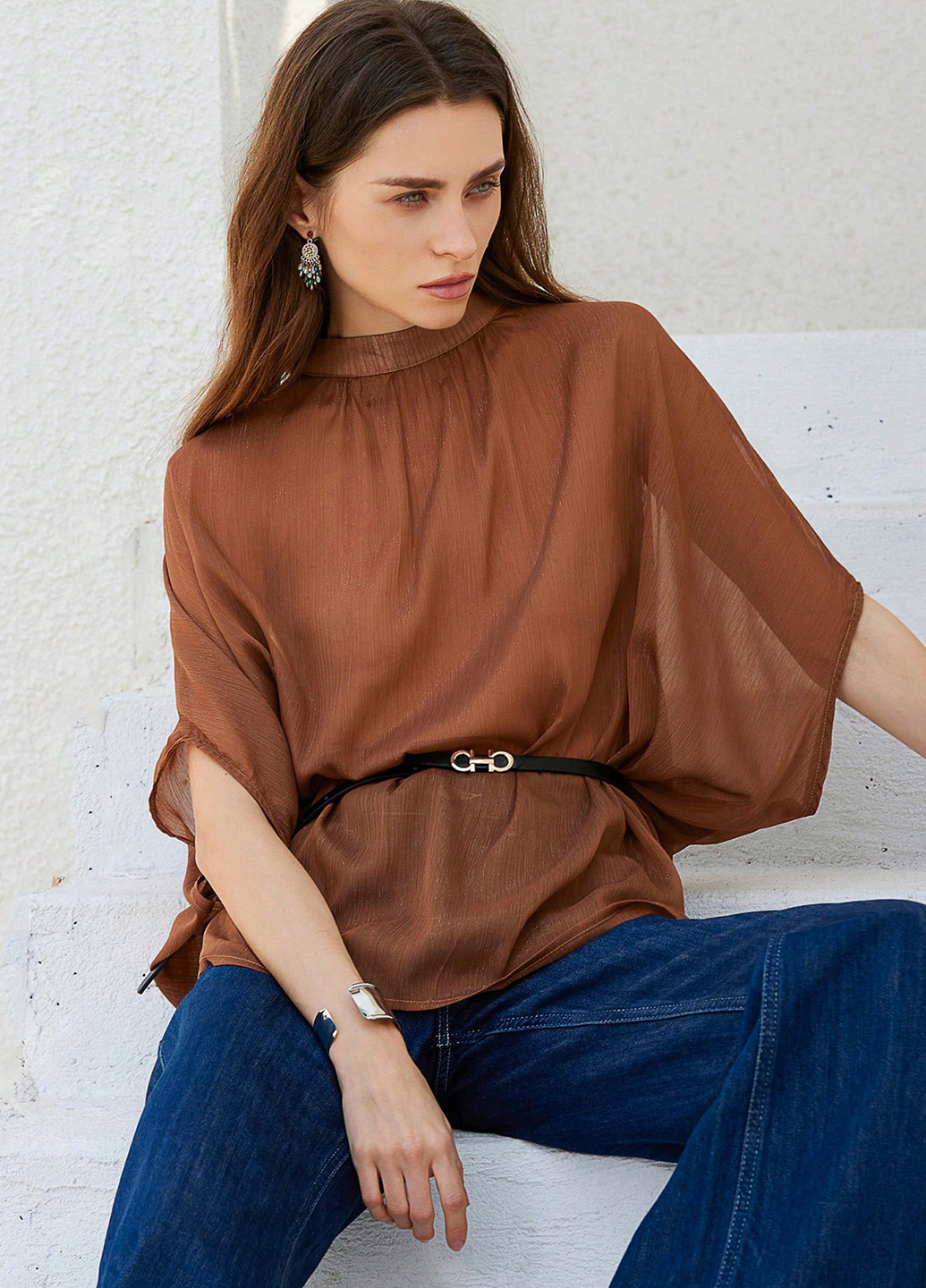 Світло-коричнева блуза SHEIN