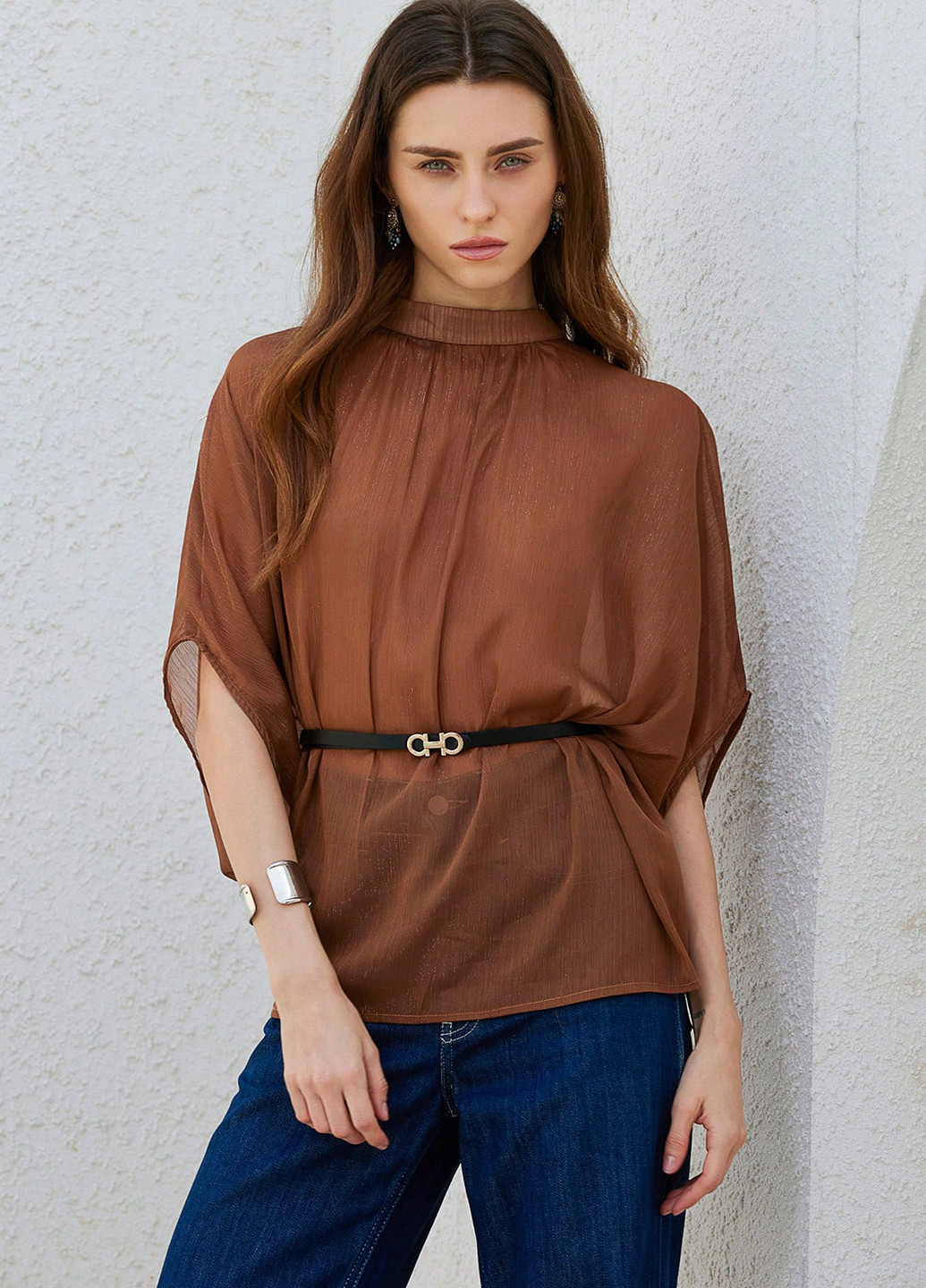 Світло-коричнева блуза SHEIN