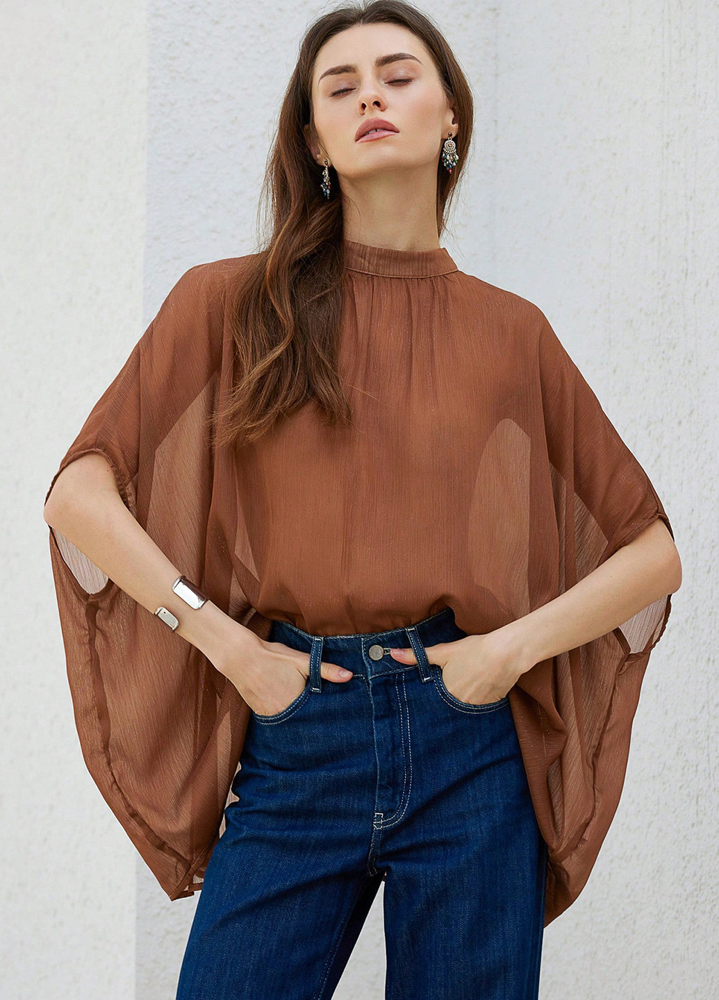 Світло-коричнева блуза SHEIN