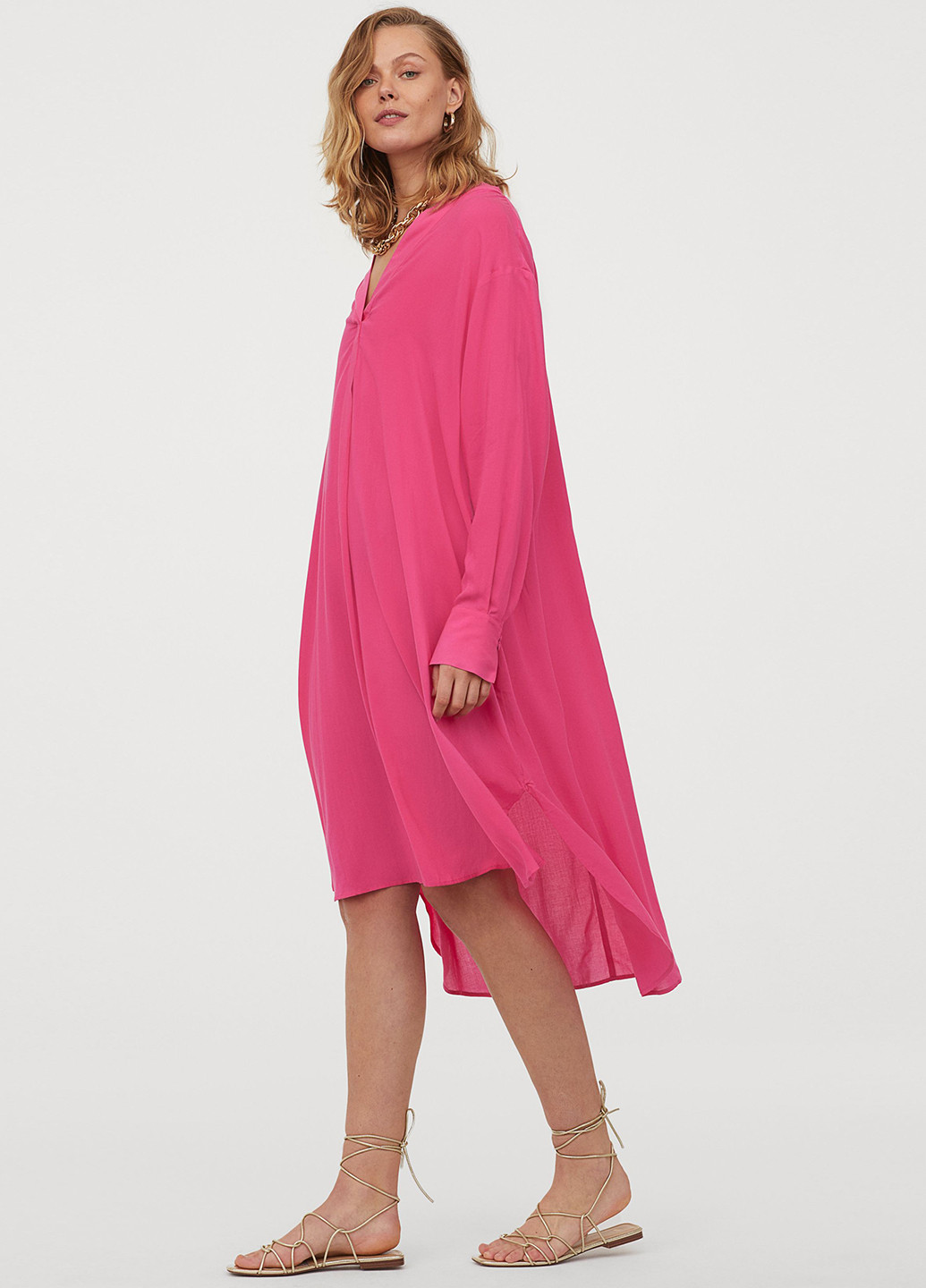 Рожева кежуал сукня оверсайз H&M