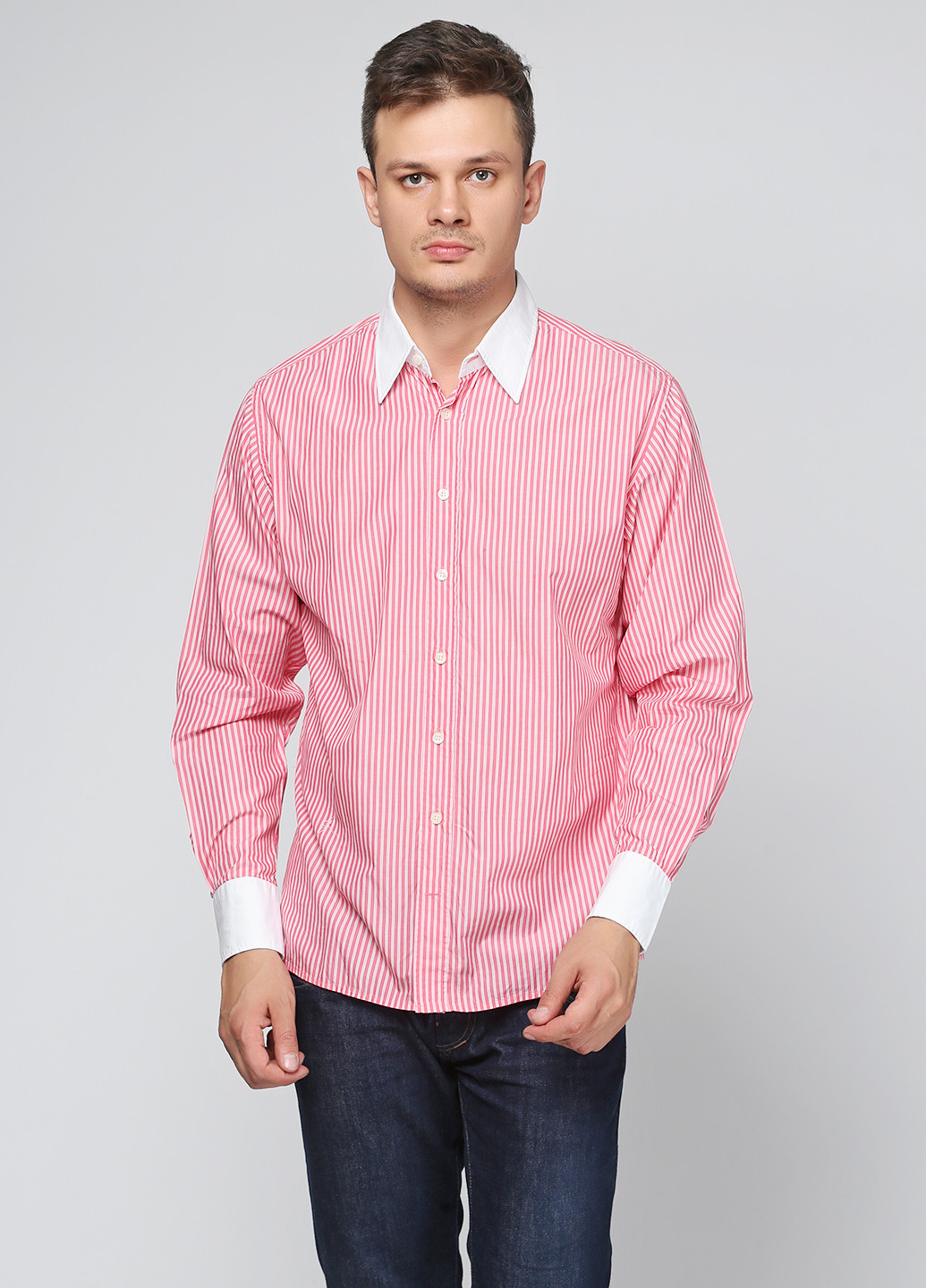 Розовая кэжуал рубашка в полоску Pure с длинным рукавом