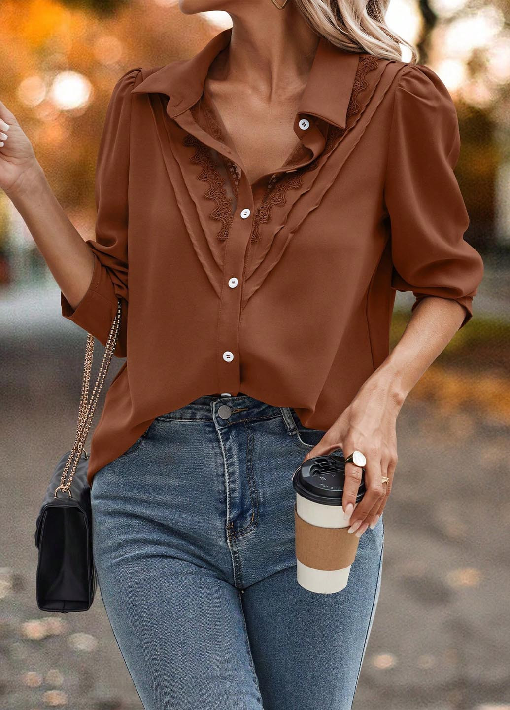 Коричневая блуза SHEIN