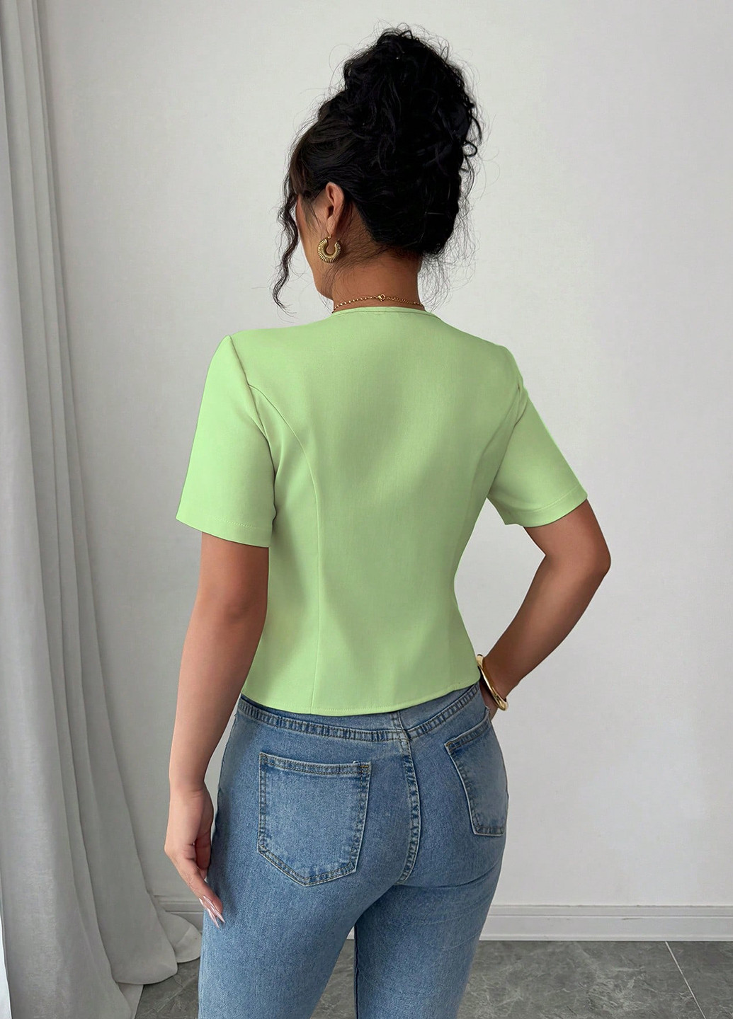 Салатовый женский жакет SHEIN однотонный - летний