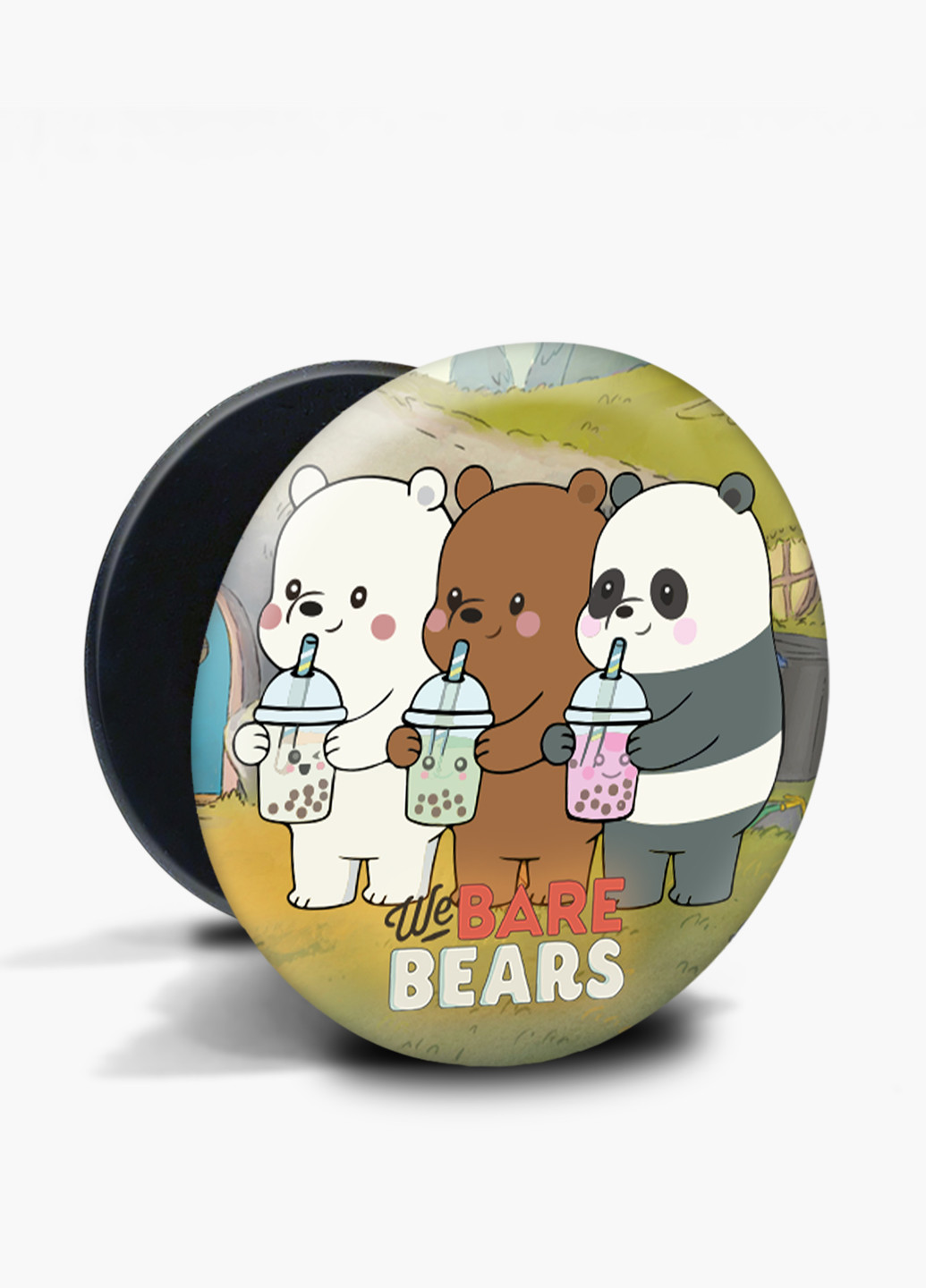 Попсокет (Popsockets) тримач для смартфону Вся правда про ведмедів (We Bare Bears) (8754-2896) Чорний MobiPrint (229014766)