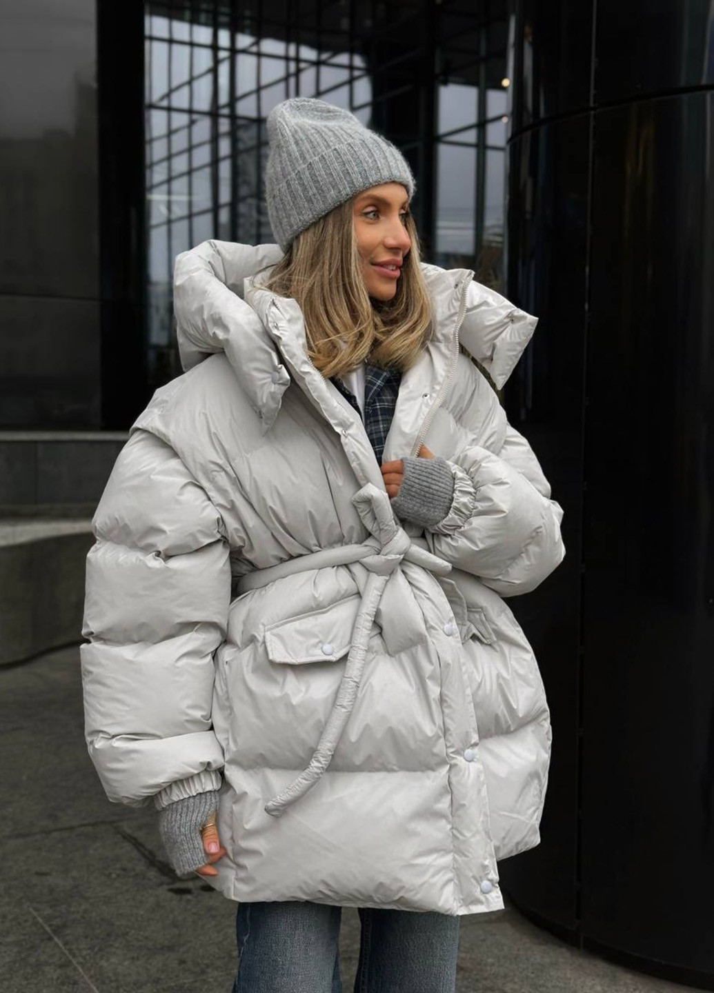 Світло-сіра зимня куртка куртка-трансформер No Brand