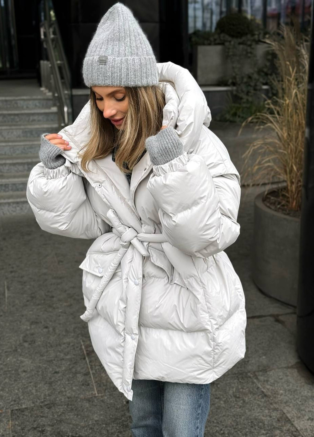 Світло-сіра зимня куртка куртка-трансформер No Brand