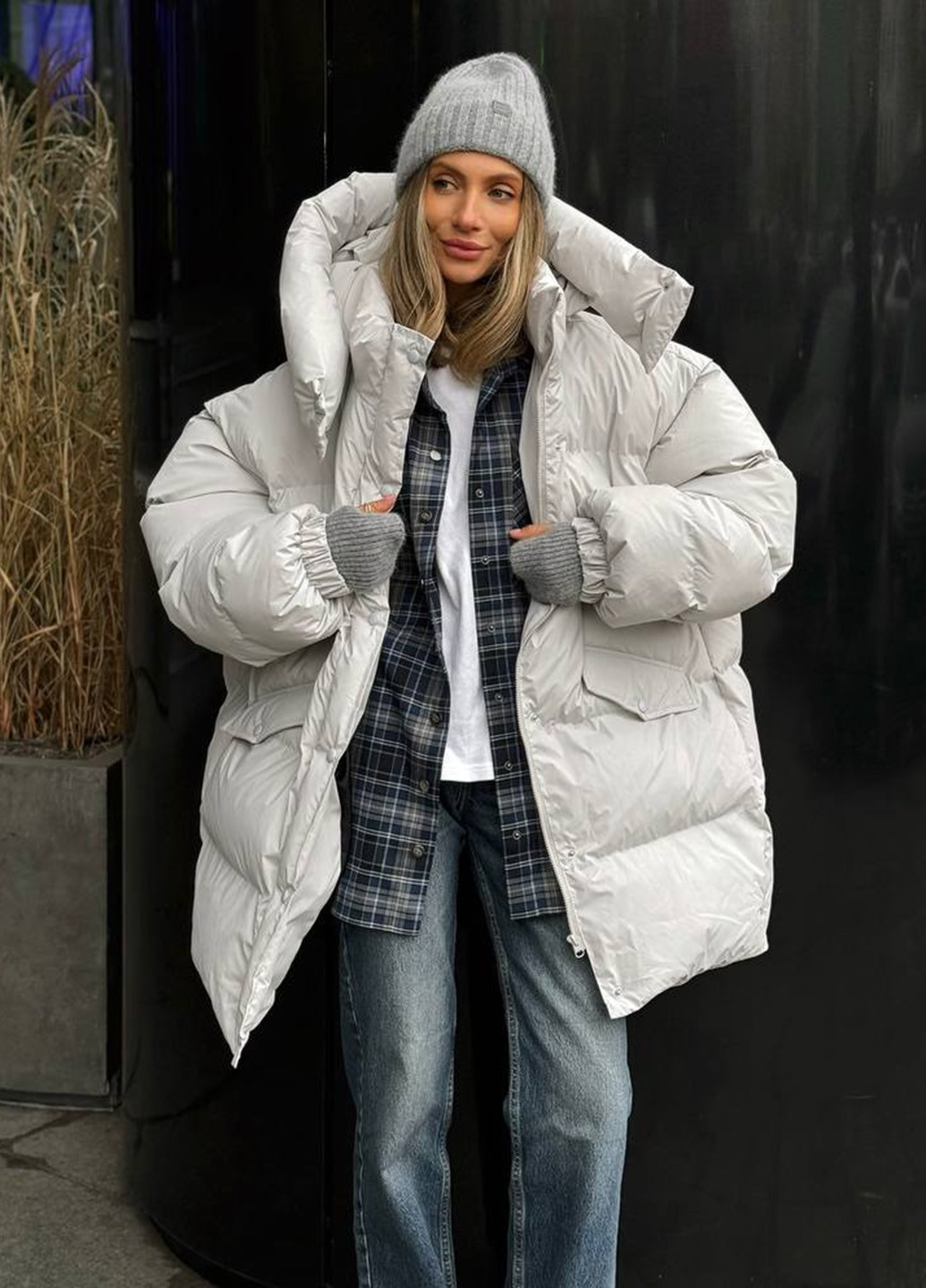 Світло-сіра зимня куртка куртка-трансформер No Brand