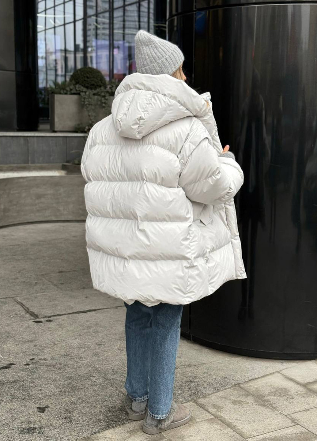 Світло-сіра зимня куртка куртка-трансформер No Brand