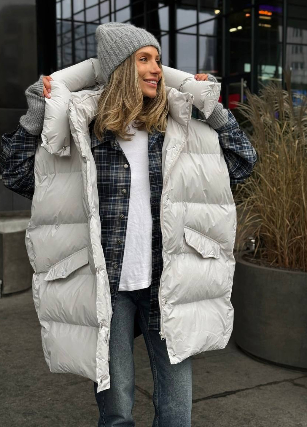 Світло-сіра зимня куртка куртка-трансформер No Brand