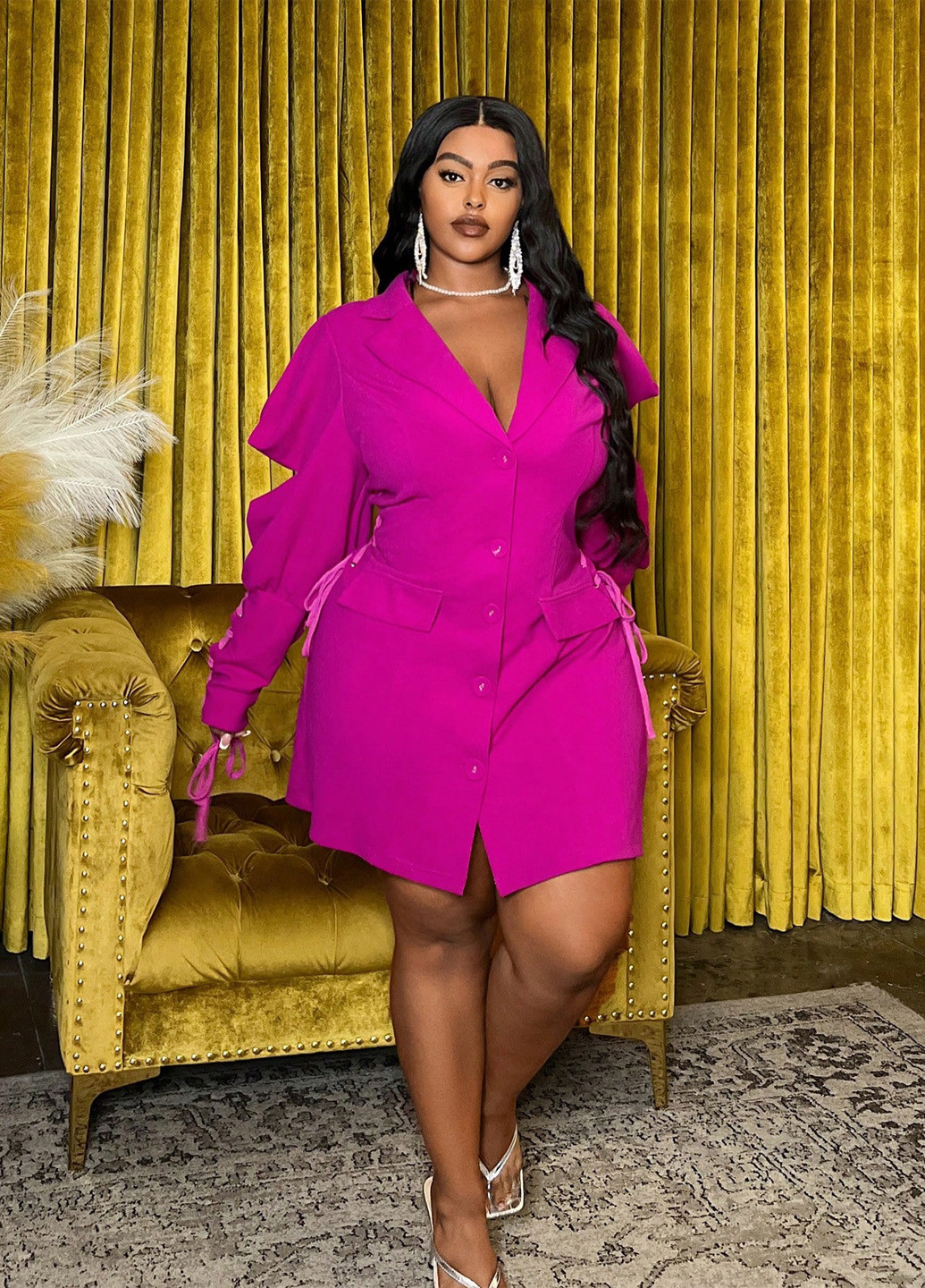 Рожева кежуал сукня сукня-жакет SHEIN однотонна