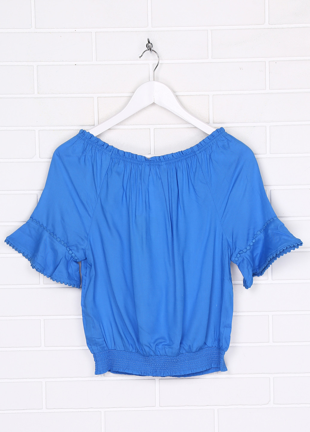 Голубая однотонная блузка H&M летняя