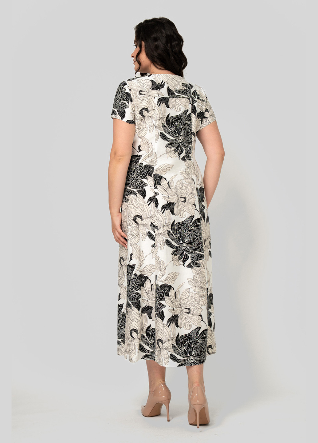 Комбинированное кэжуал платье а-силуэт A'll Posa с цветочным принтом