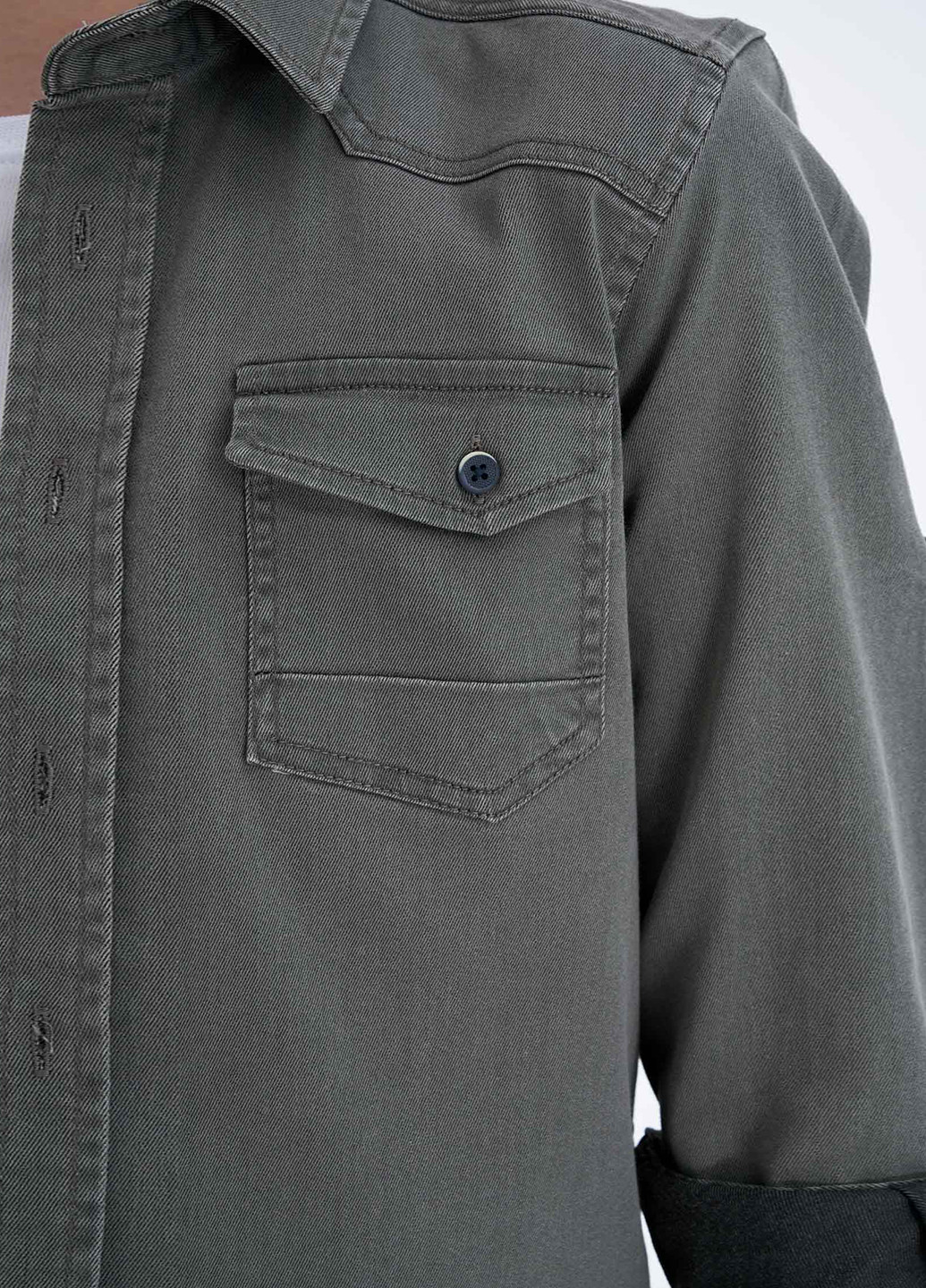 Оливковковая (хаки) джинсовая рубашка DeFacto