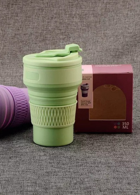 Складная силиконовая чашка, 350 мл с трубочкой, фиолетовая More (253888745)