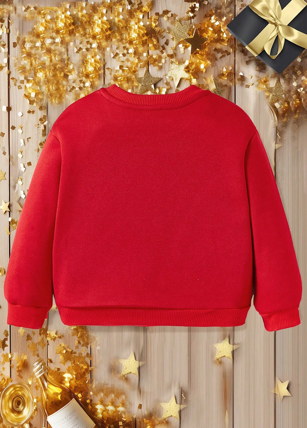 SHEIN свитшот новогодний красный кэжуал, спортивный полиэстер, трикотаж