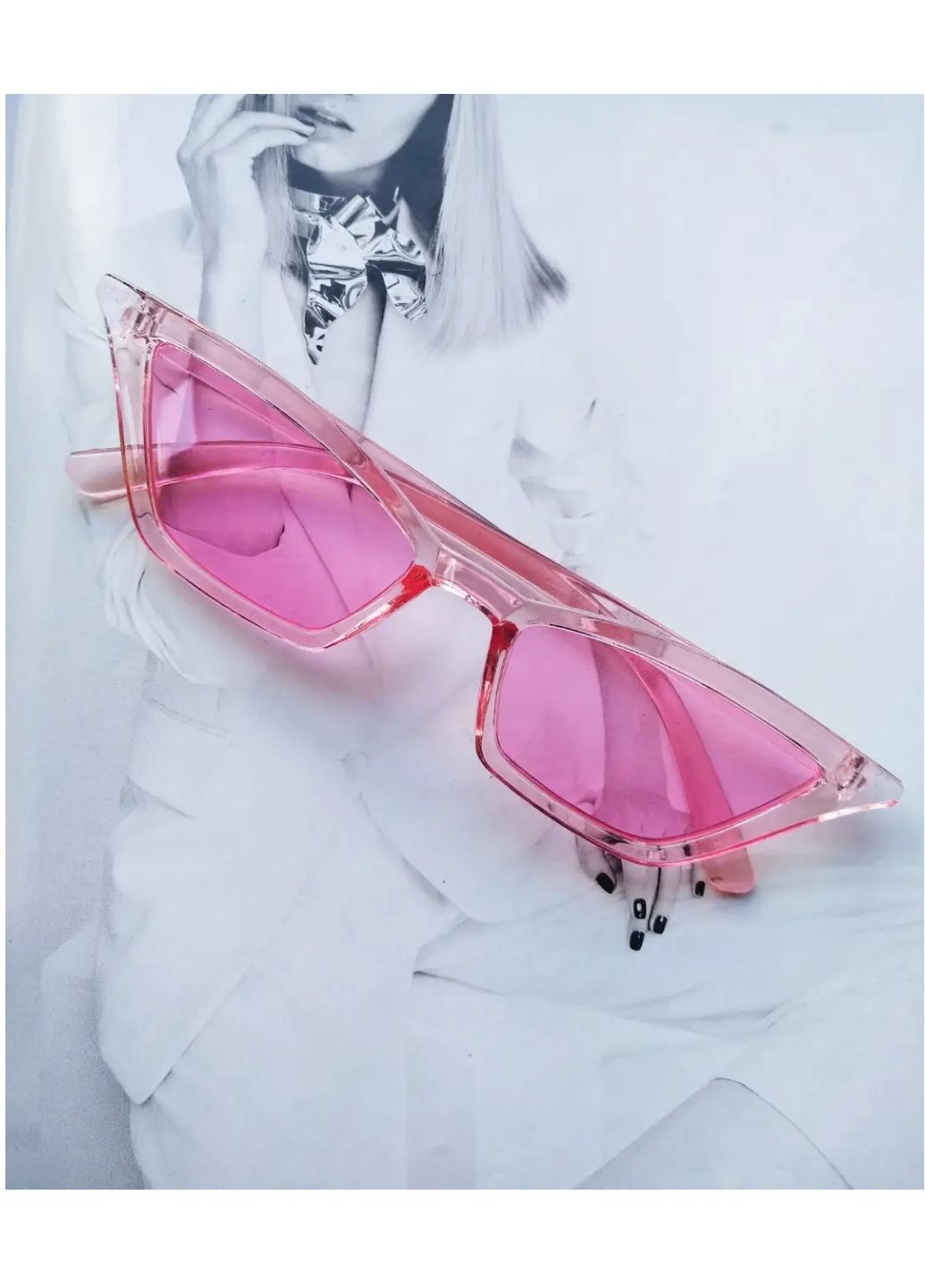 Стильные винтажные очки солнцезащитные с острыми углами розовый No Brand розовые