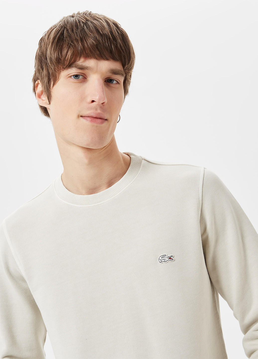 Светло-бежевый свитшот Lacoste однотонный вышивка (265150888)