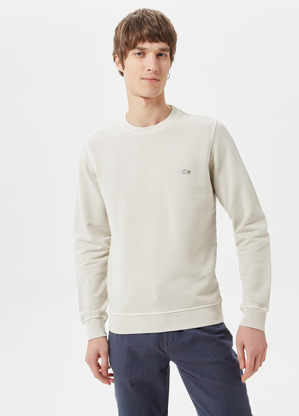 Светло-бежевый свитшот Lacoste однотонный вышивка (265150888)