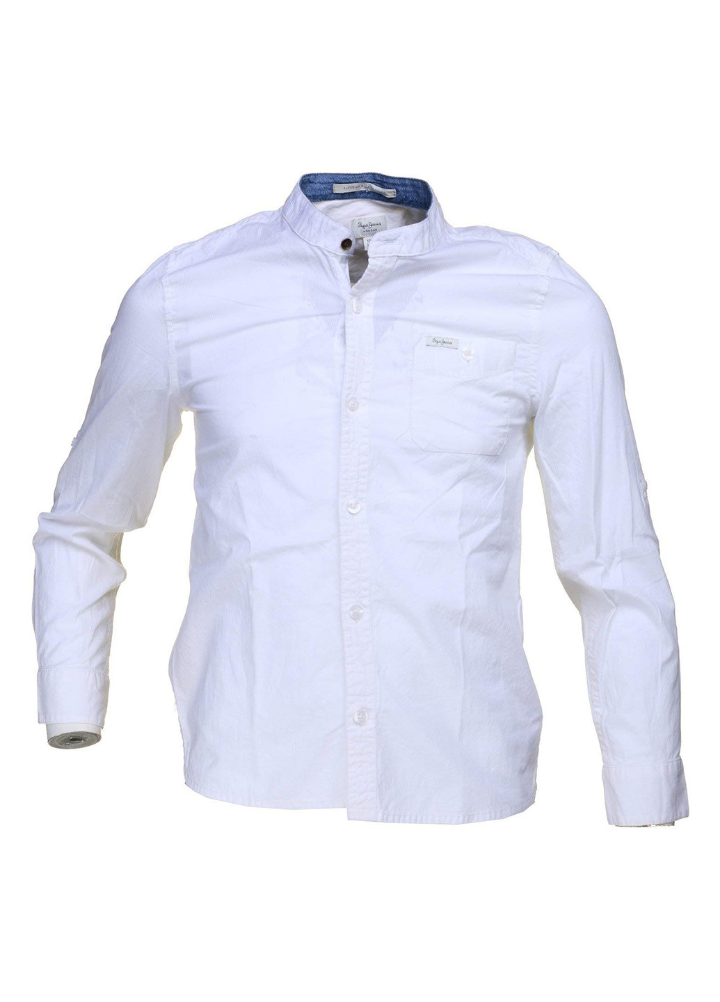 Белая классическая рубашка однотонная Pepe Jeans с длинным рукавом